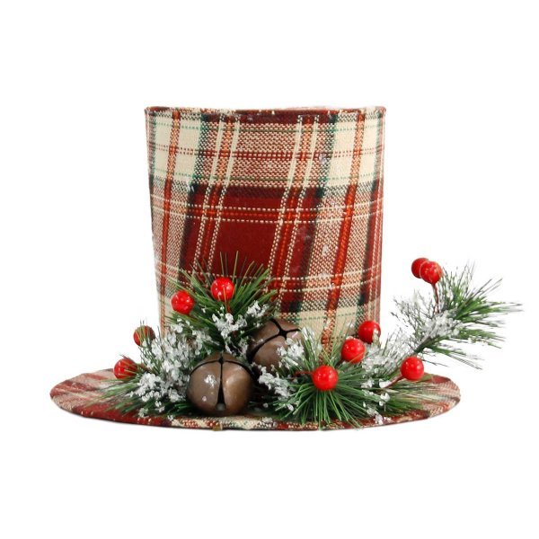 Χριστουγεννιάτικο Κρεμαστό Καπέλο, Καρό με Γκι (23cm)